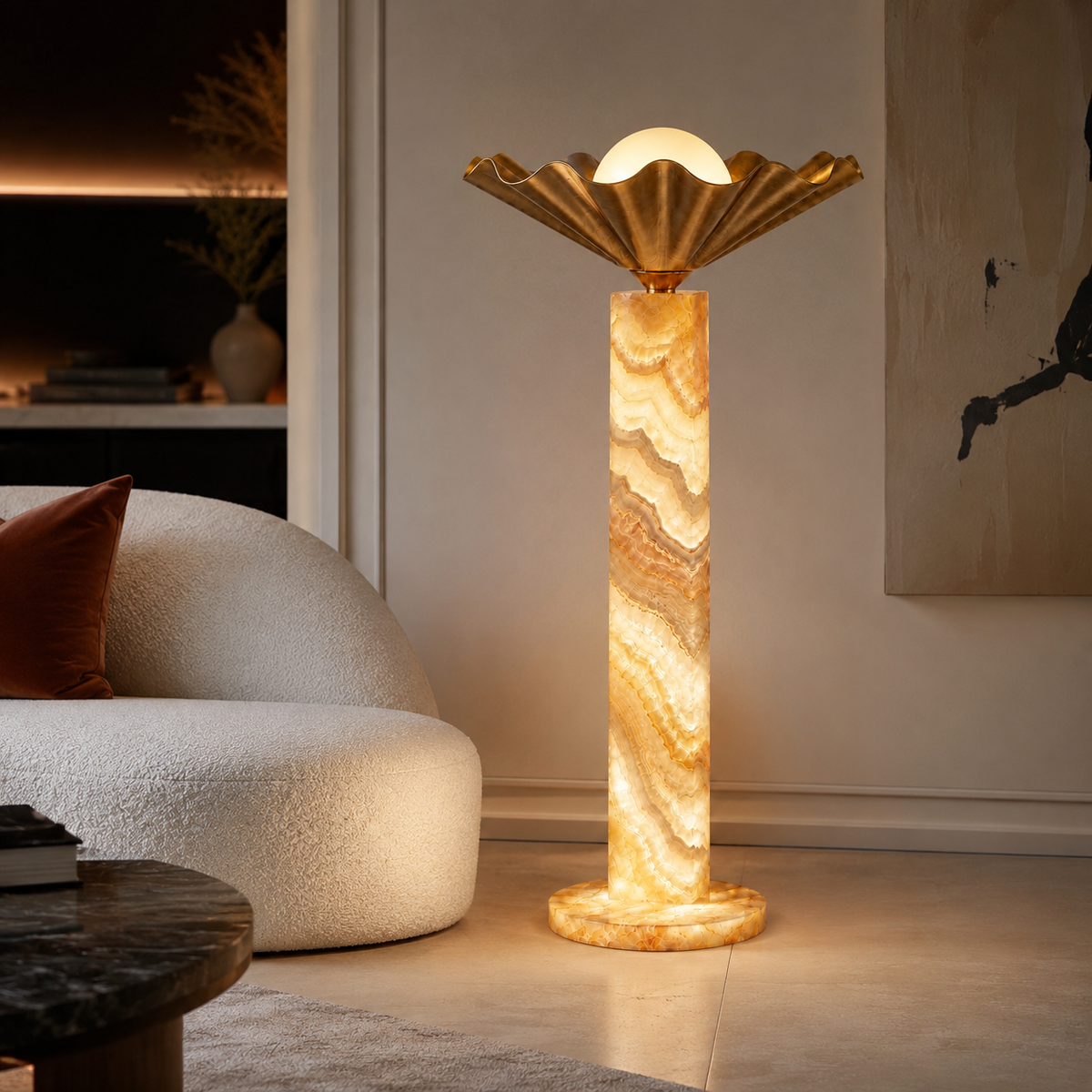 Fleur d’Onyx oniks lambader, modern salonda