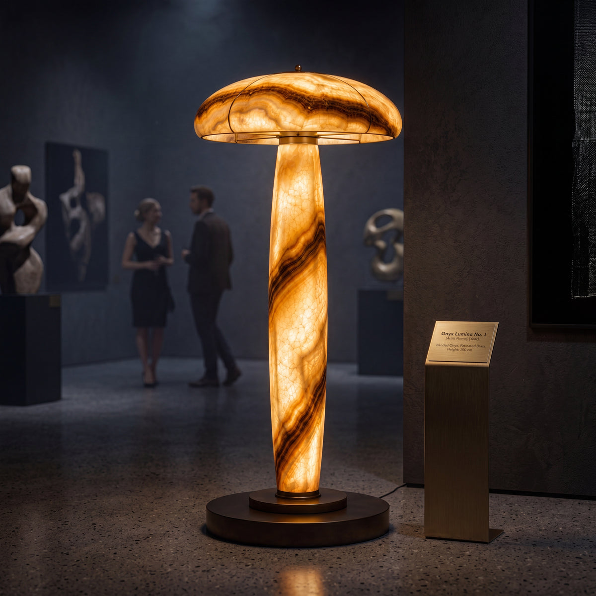 Golden Aura d’Onyx oniks lambader, sanat galerisinde
