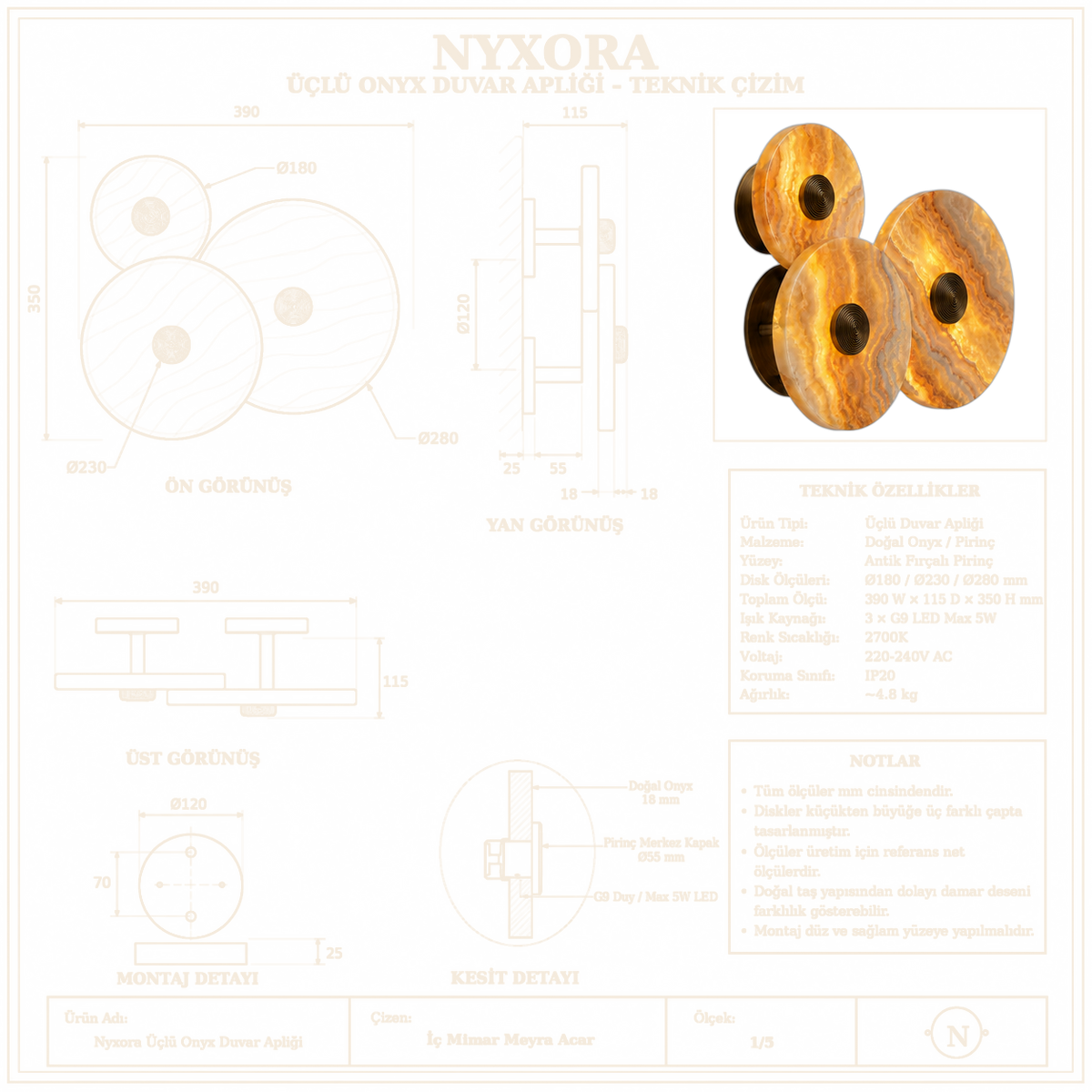 Disque d’Onyx teknik çizim